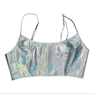 Fashion Nova iridescent rave crop top (Size L)